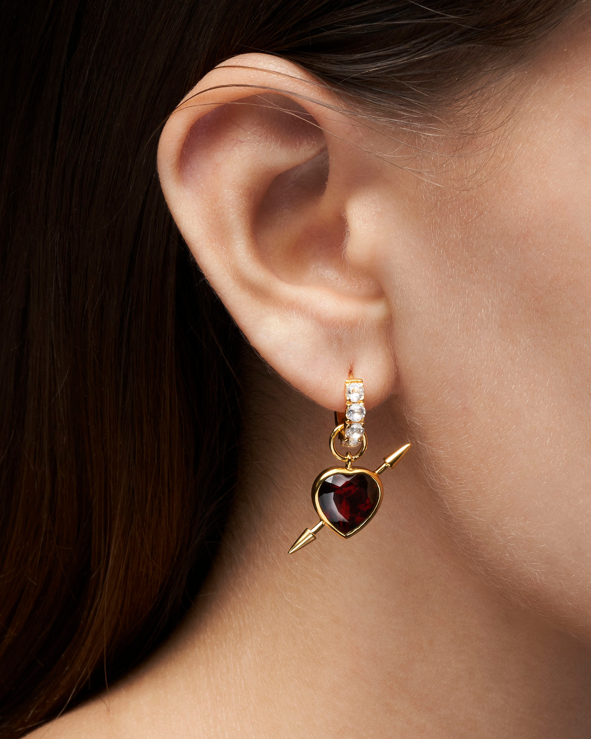 Rebel Love Earring - Bold 925 Sterling Silver with Red