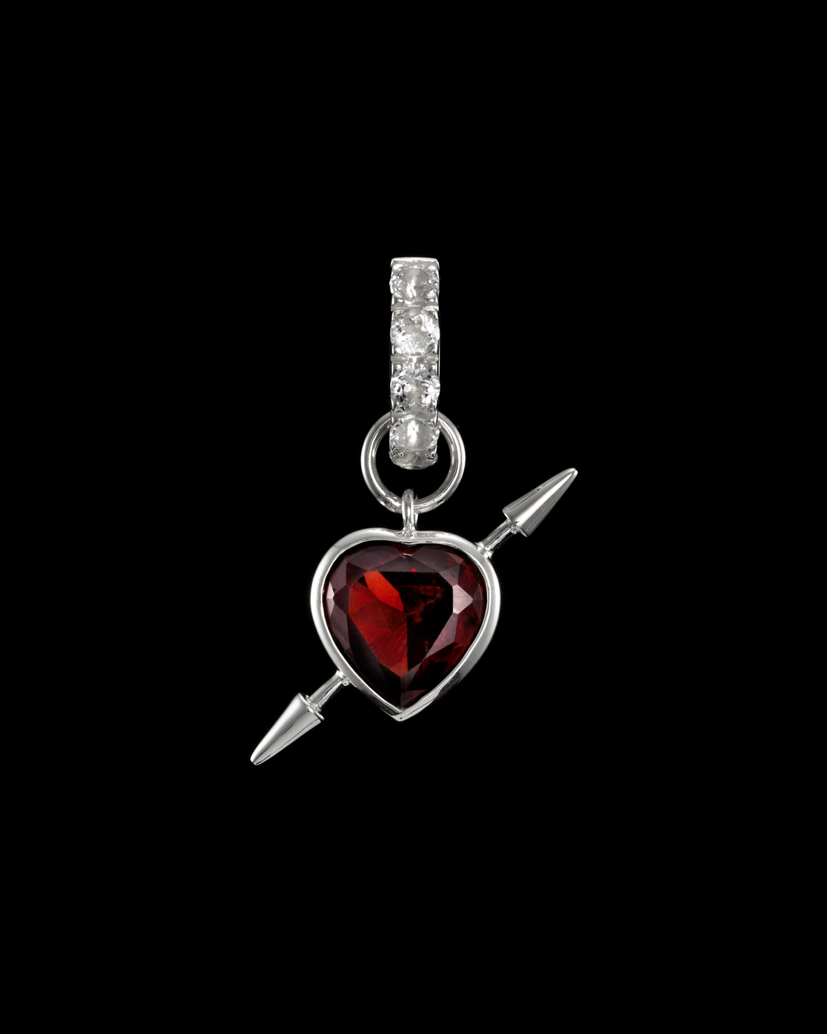 【THE CENTAUR】 MY LOVER EARRING_SILVER&RED Foufou Red Crazy Love Cross Heart Silver Earrings – Maison