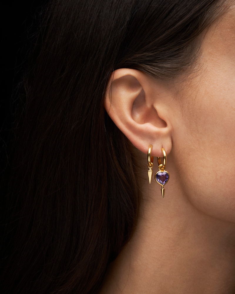 Single Love Faceted Earring - Punk Romance in 18k Gold