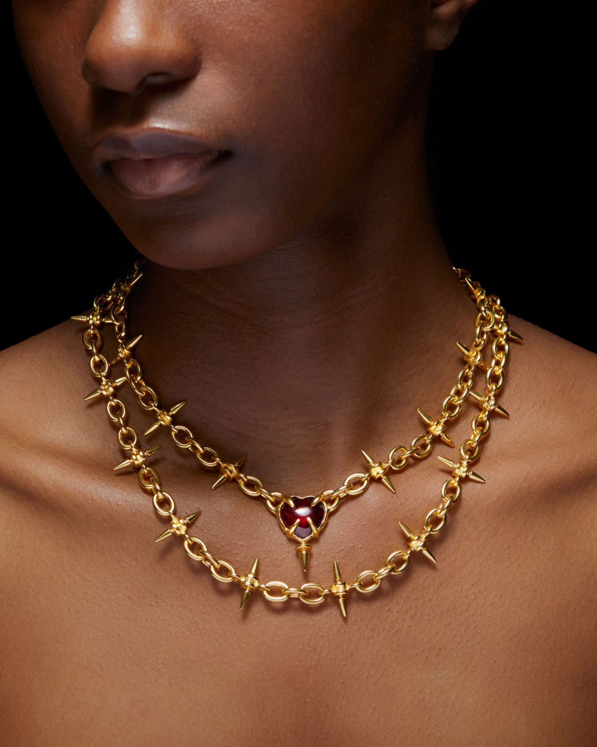 Renaissance Chain Necklace Gold-Plated with Spiked Design