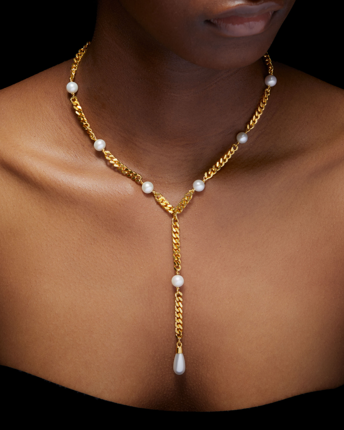 Renaissance Necklace Gold-Plated Chain with Pearls Maria
